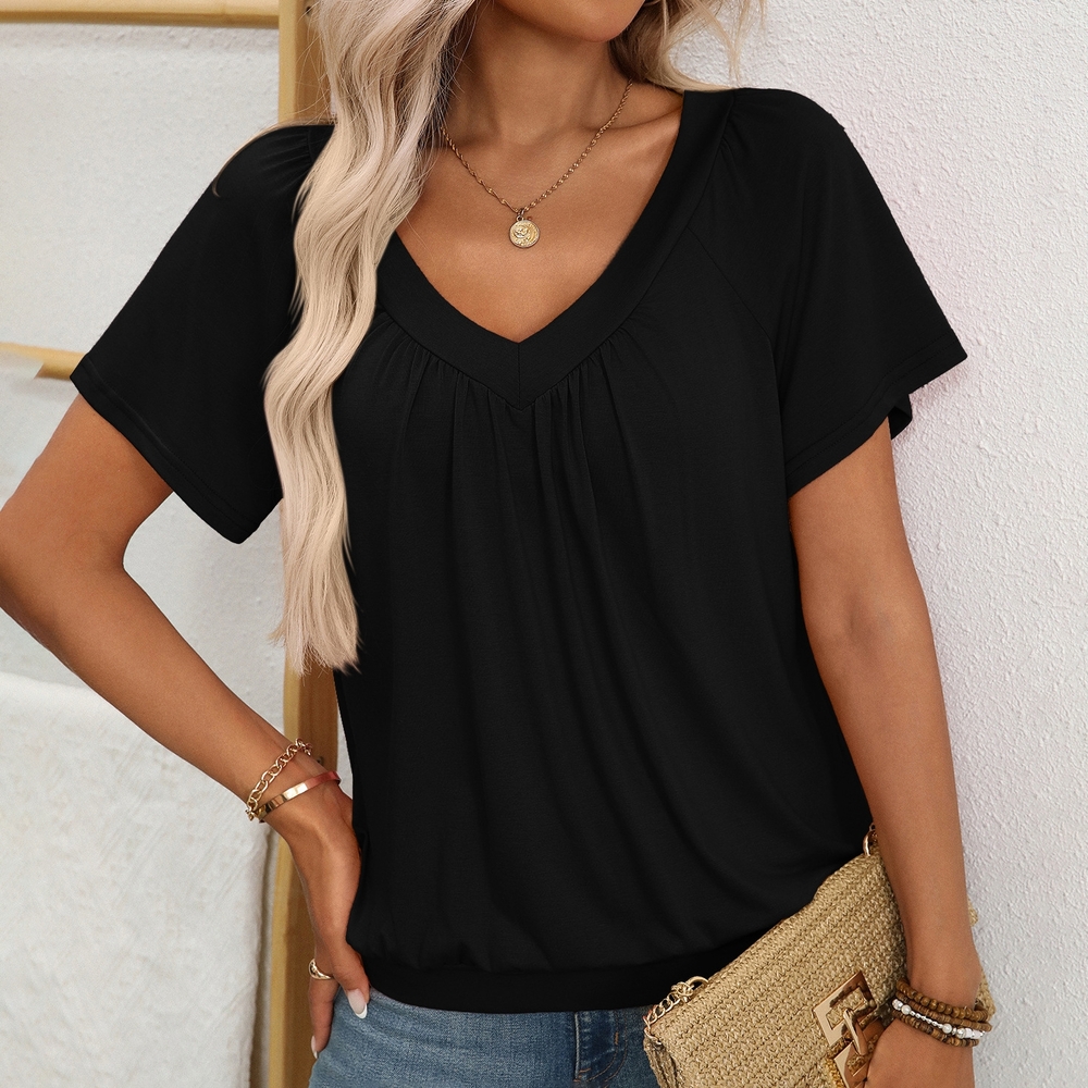 Elegant Black V-Neck Women's Top